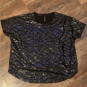 Alfani Black and Blue Patterned Blouse